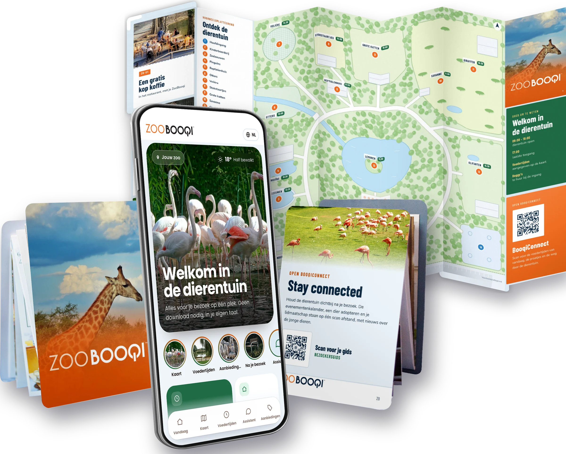 Een ZooBooqi in de hand, met de digitale gids op een telefoon